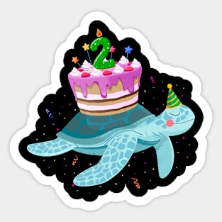 Turtle 2nd Birthday 2 Years Old Turtles Reptiles Testudines Sticker